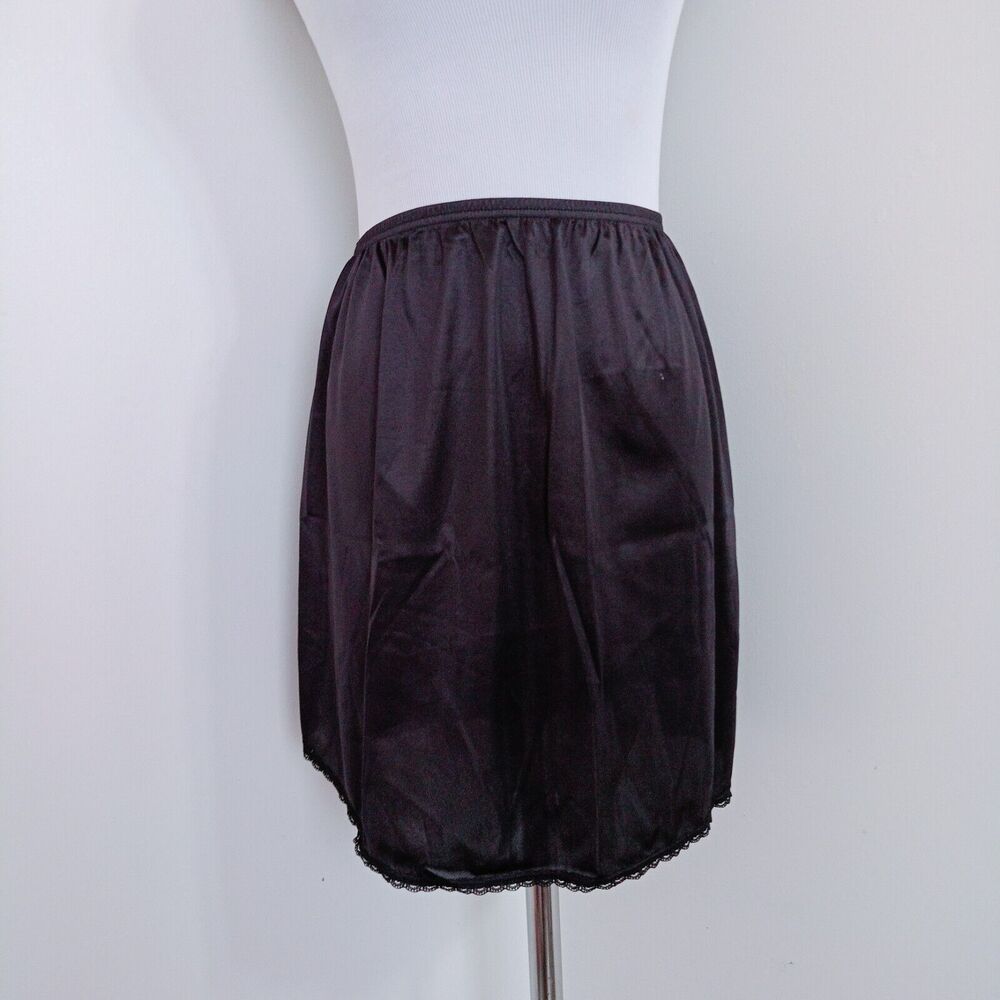 Vintage Vassarette Mini Half Slip Nylon Black Made in USA Size Small